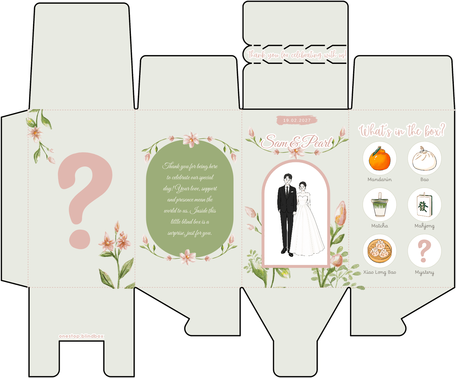 Blush Garden Classic box design, personalised example